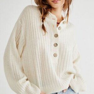 Free People Latte Cashmere Henley - Size S